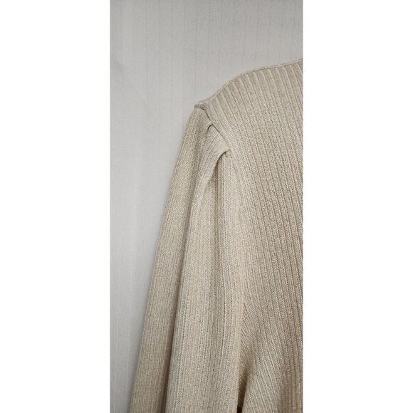 LOFT Women's Long Balloon Sleeve Pullover Gold Metallic Cream Sweater Size XL - Picture 4 of 8